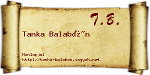 Tanka Balabán névjegykártya
